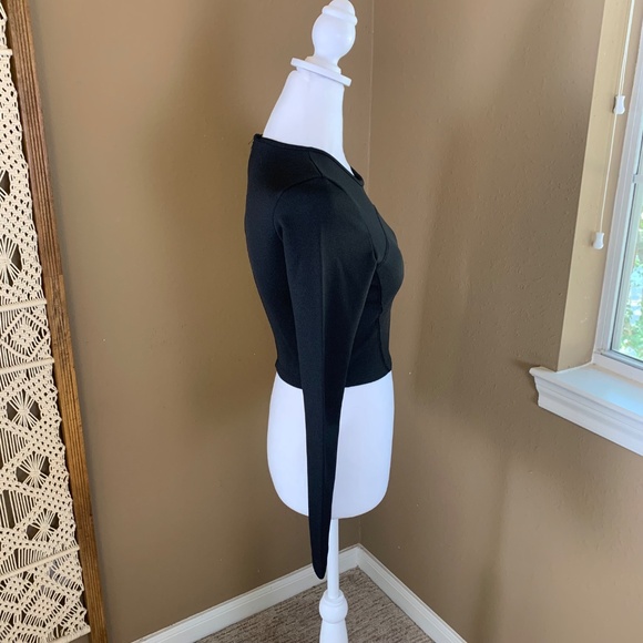 Zara Black Crop Top Long Sleeves - Size Small 💃 - Picture 6 of 12